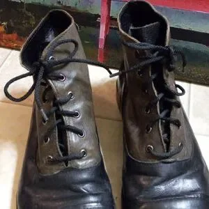 MAISON FORTE Handmade All Leather Ankle High Top Boots Lace Up 11.5 Black/Brown USED Maison Forte Dark Brown Leather Lace Up Ankle Boots  main image 3